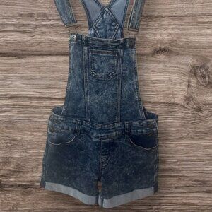Women's Distressed Jean Shorts Overalls